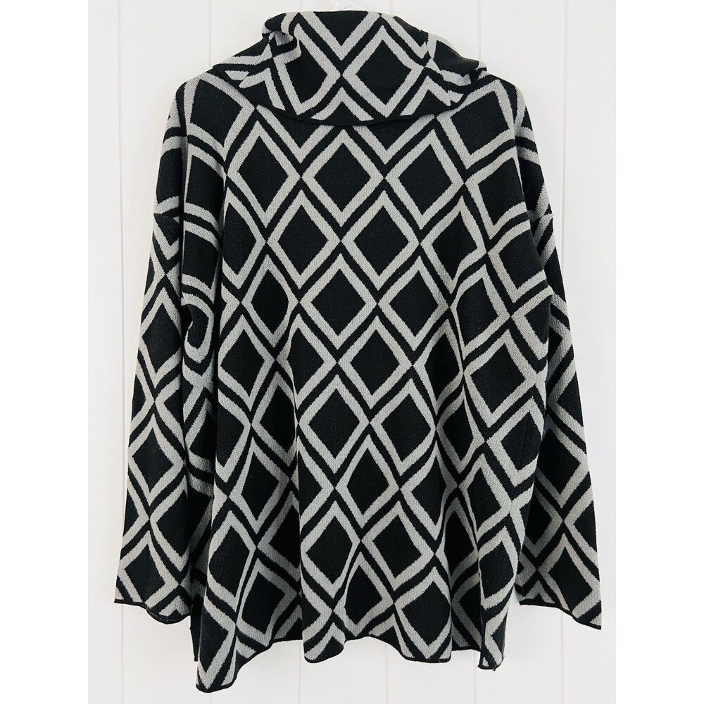 Calvin Klein Super Soft Cozy Black & White Geometric Cowl Neck Sweater Sz Large - Picture 7 of 7